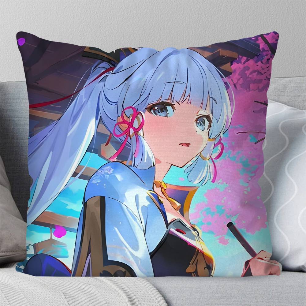 Kamisato Ayaka Anime Spiel Genshin Impact Kissenbezug Mode Quadratischer Kissenbezug Schlafzimmer Sofa Raum Ins Dekoration Freizeit