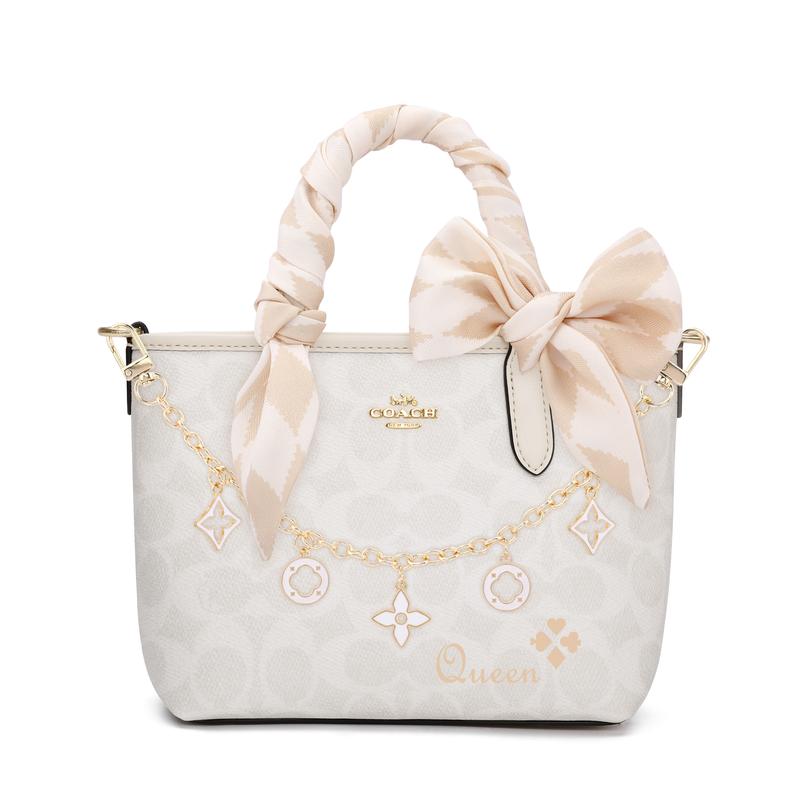 

COACH handbag [Customized bag] City 15 classic presbyopia print decoration, fashionable for work and commuting, trendy Four-leaf clover gift bag коричневий