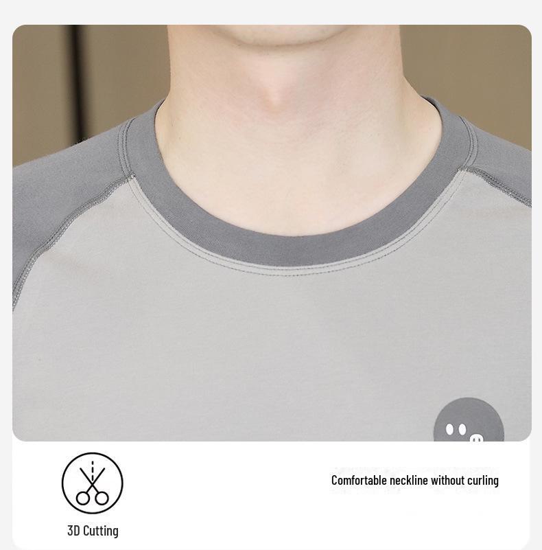Men's Cotton Antibacterial Thermal Underwear Set for Youth - Autumn/Winter