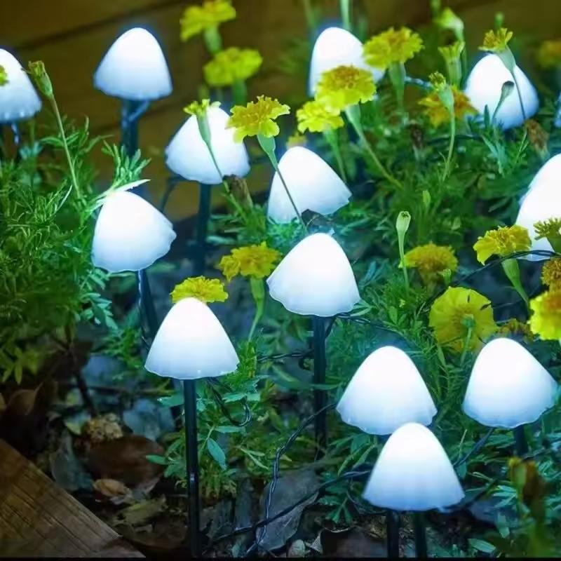 3.5m 10LED Solar Mushroom Lights Outdoor Waterproof Decorative Street Lights for Lawn Garden Patio Christmas Holiday Decoration