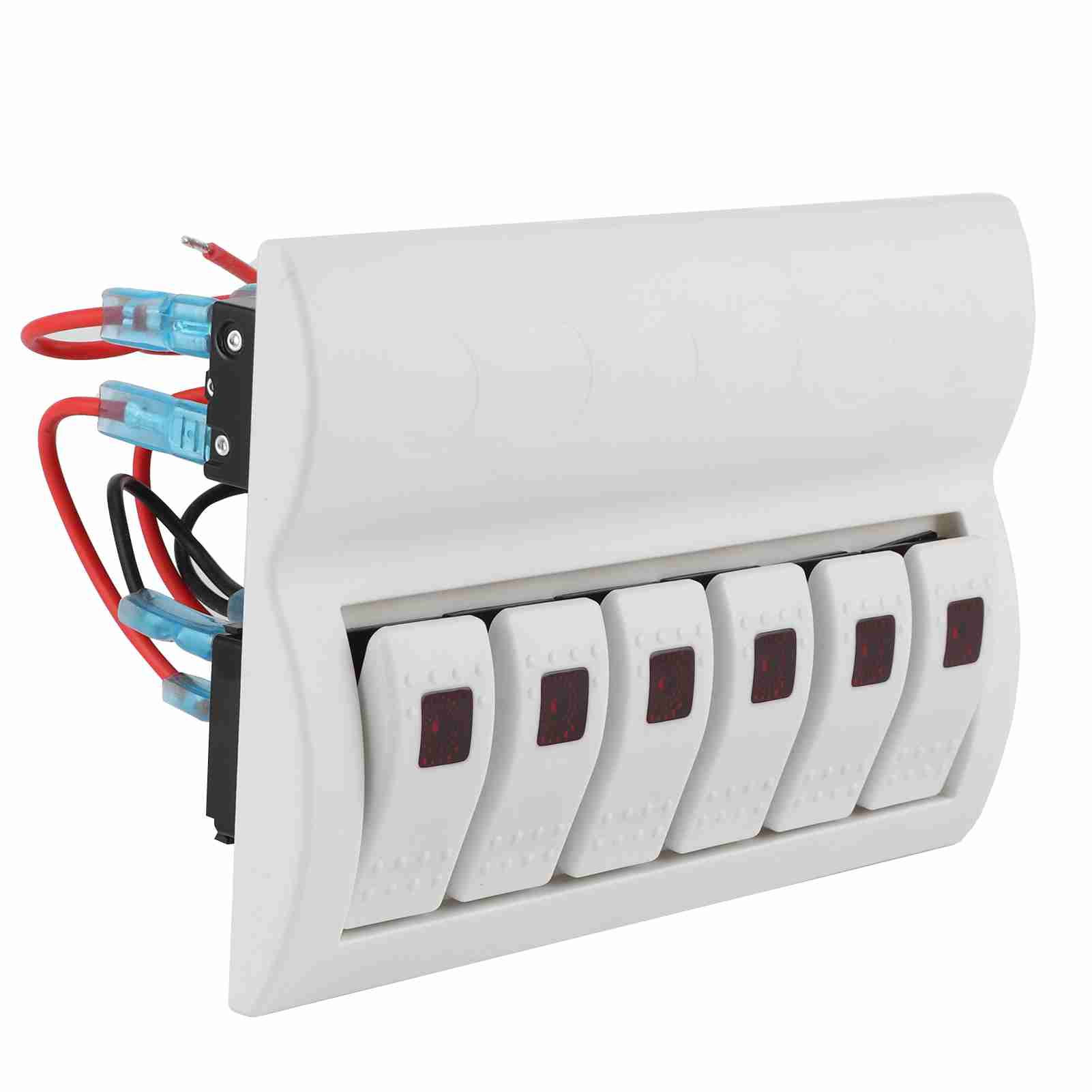 

6 Gang Rocker Switch Panel Circuit Breaker with LED Indicator for Marine Boat Yacht Car RV