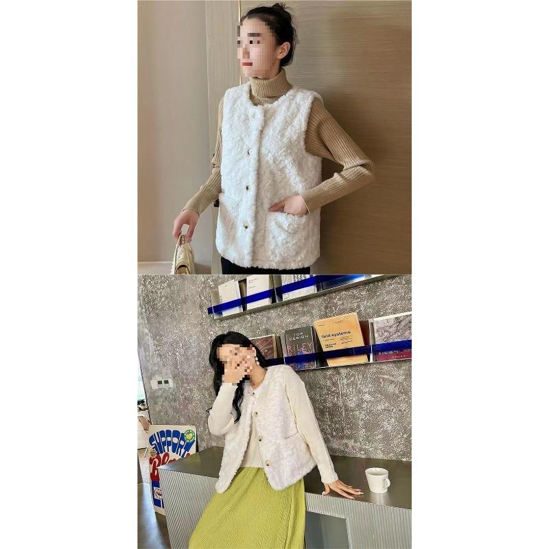 Autumn and Winter New Women's Vest Fashionable and Stylish Outerwear Fur Versatile Coat Camry Shoulder Lamb Fleece Tank Top