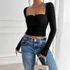 Herbst Damen Bluse Y2K Temperament Schlank Plissee Langarm Top