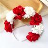 Girls Bohemian Style Artificial Floral Headband Floral Wreaths Anti-Slip Flower Crown Hair Garland Wedding Party