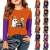 Children's Halloween Printed Long Sleeve Round Neck Casual Base Layer Shirt for Boys and Girls