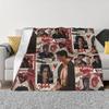 Damon Salvatore Flannel Throw Blanket The Vampire Diaries Blanket for Bed Bedroom Warm Plush Thin Quilt
