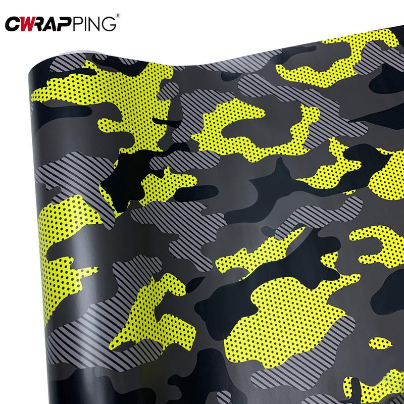 Car Foiling Camouflage Film Motorcycle Adhesive Vinyl Paper for Car Cover Yellow Jeep Off-Road Body Covering Camo Vinyl Wrap