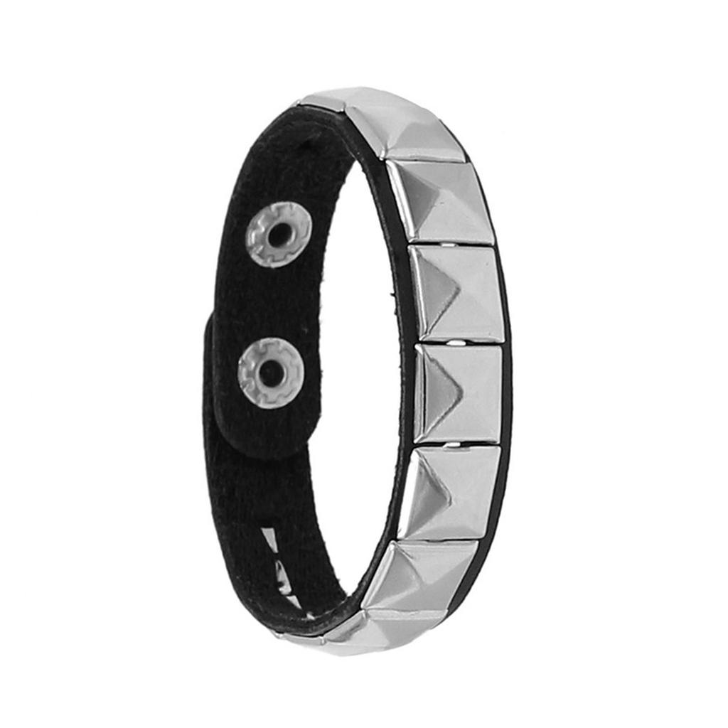 Punkstil Firkantet Besatt Armbånd Unikt Nittearmbånd Mote Uttrykksarmbånd Lærtekstur for Hverdag og Fest