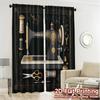 Set Of 2 Vintage Flat Printing Curtains Without Rod Sewing Chic Fashionable Semi Thermal Curtain With Sheer Polyester