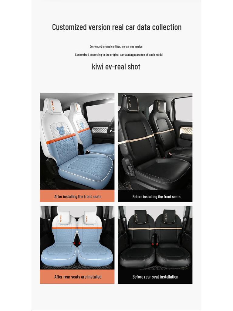 Cartoon Car Seat Cushion for Baojun EV5 with Leather Seat Cover