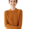 Women's Slimming Versatile Cashmere Polo Neck Pullover with Slit Lapel and Long Sleeves