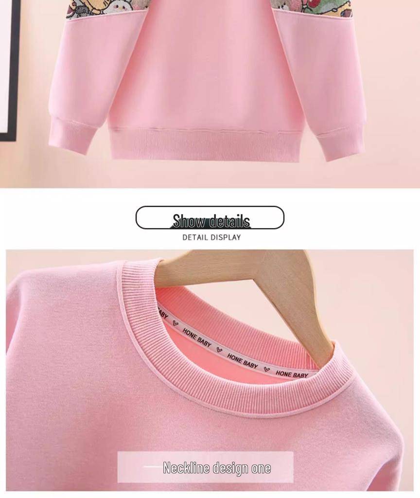Girls' White Long Sleeve Sweatshirt - Spring Fashionable Top for Children