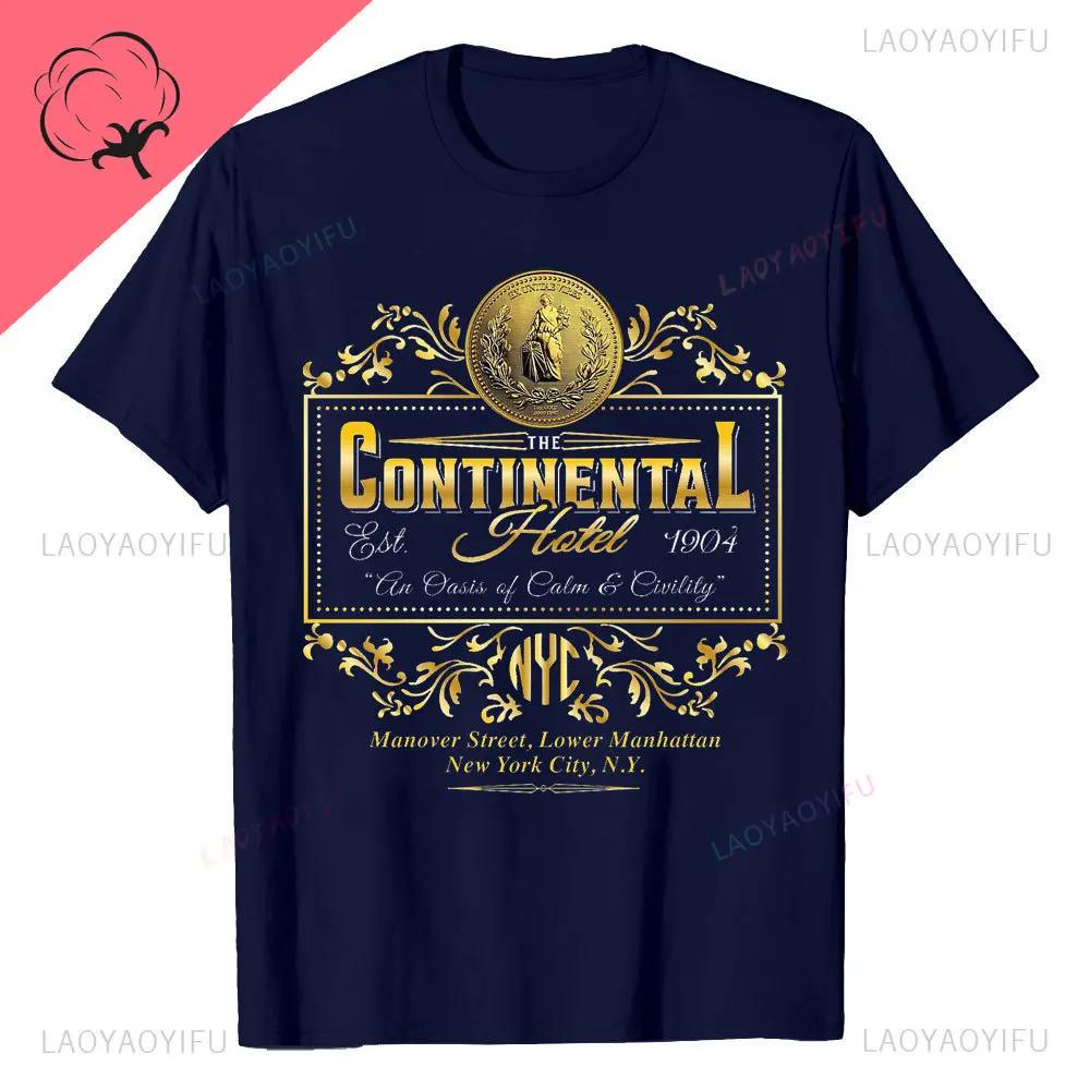 John Wick Movie Printed T Shirt Continental NYC Adult Short Sleeve Action Thriller Vintage Style Graphic Oneck Summer Tees