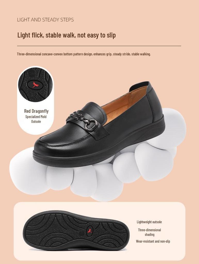 Red Dragonfly Women's Genuine Leather Summer Slip-On Flats