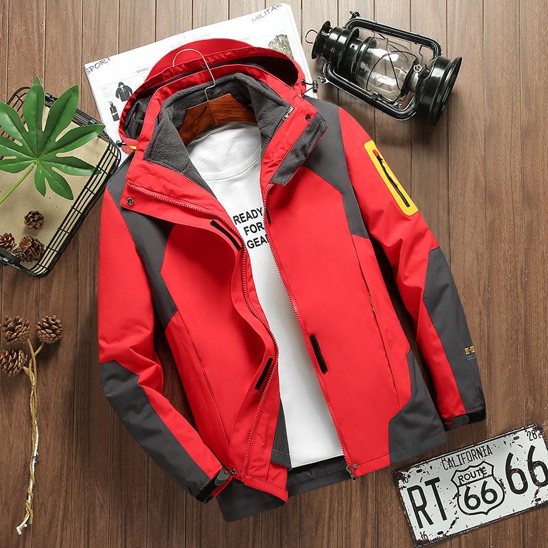 Three-in-one Thickened Fleece Jacket Casual Outdoor Sports Color Matching Jacket