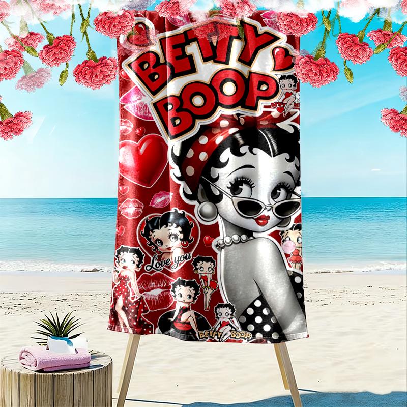 1pc Betty Boop Beach Towel, A Vibrant Beach Towel Suitable for Outdoor Activities, Camping, Hiking