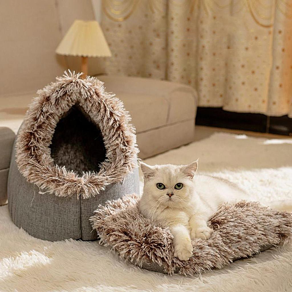 Pet House for Small Dog Cat Bed House Portable Enclosed Plush Pet Kitten Nest Winter Warm Soft Pet Cave Kennel Deep Sleep Sofa