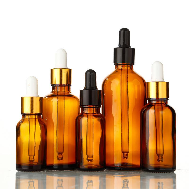 Brown Light-Proof 10ML Glass Dropper Bottle with Rubber Head for Essential Oils.