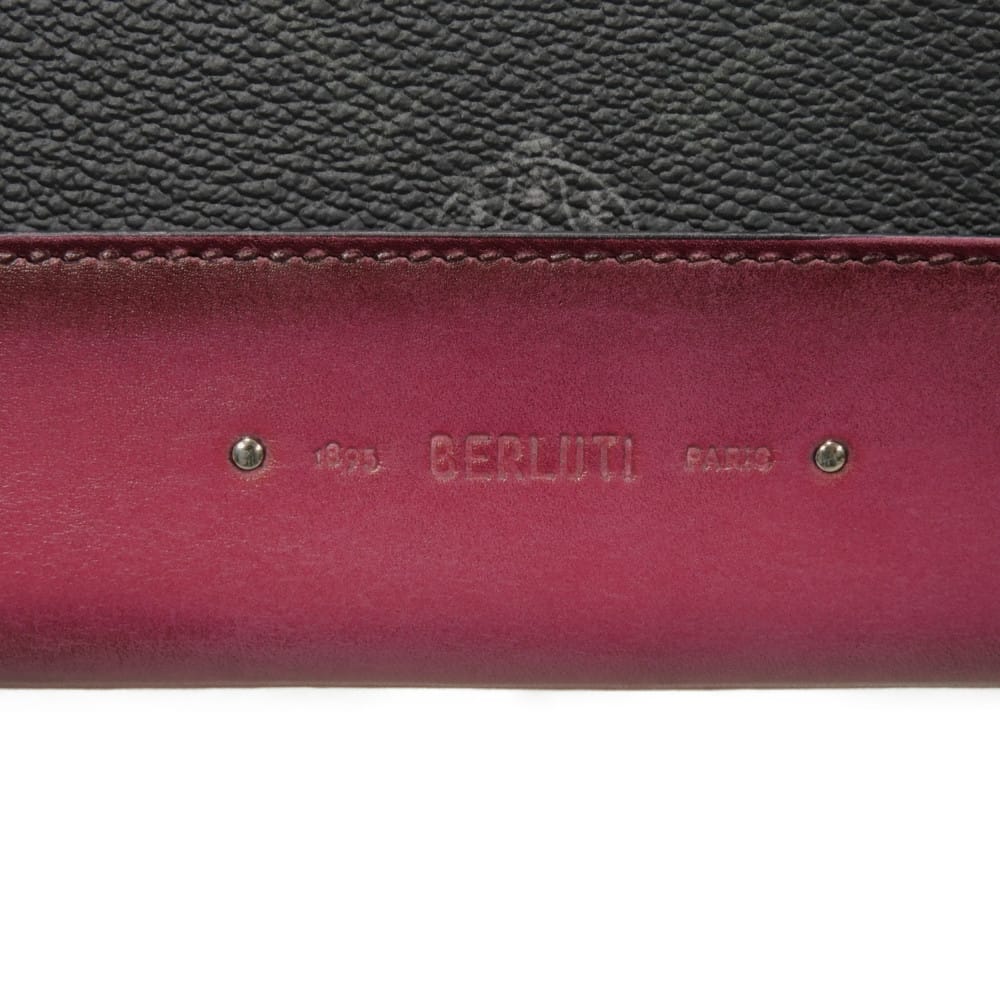 Used 11828 Nino GM 7931 New Logo Embossed Emblem Signature Rose Garden Pink Business Bag Crest Black Men's from Japan