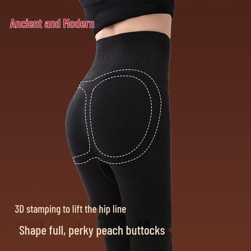 GUJIN Women's Seamless High-Waist Cashmere Blend Thermal Leggings