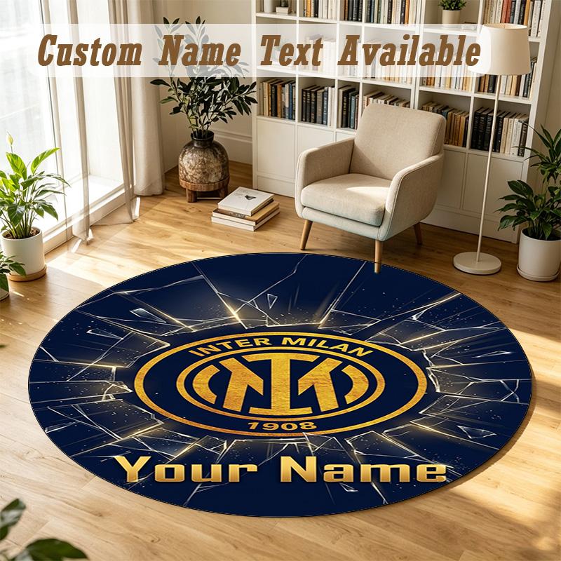 Round Rug Custom NameInter Milan Pattern Non Slip Carpet Home Floor Decor