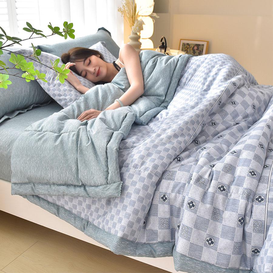 KDJEIKZ Double-sided Simple Summer Quilt Children Adult Microfiber Air Conditioning Quilt Core Picnic Travel Cover Blanket