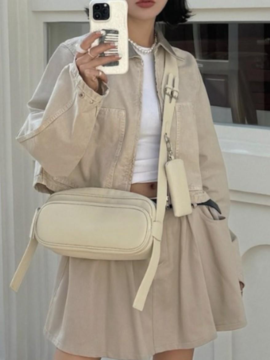 

Женская сумка из натуральной кожи Niche Design Diagonal Cross Bag из коровьей кожи Baozi Mother Bag Универсальная женская сумка для поездок на работу 31x7.5x13cm белый