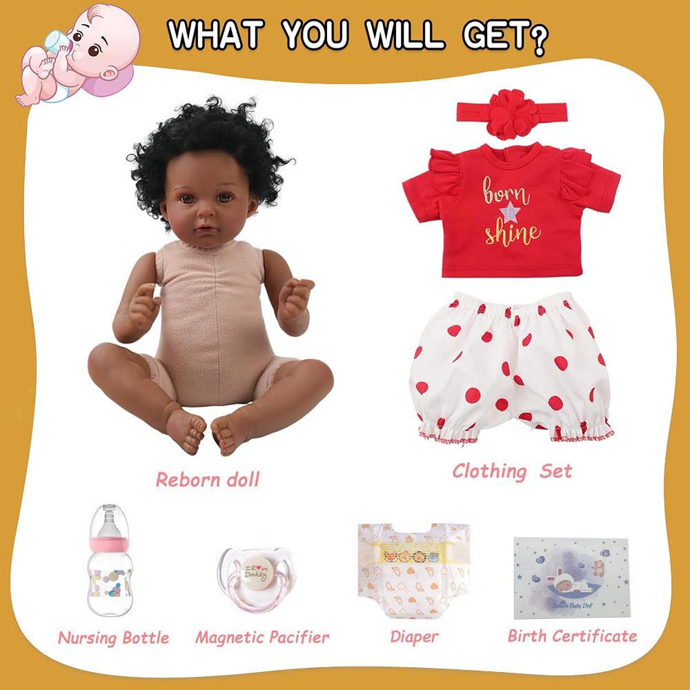 

50 см Кукла-младенец как настоящая Реборн Черная девочка Реалистичные расписанные куклы Силиконовый винил Афроамериканка Мягкое тканевое тело Прошитые волосы 50cm