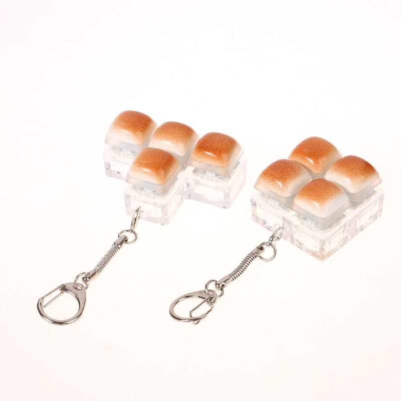 Kreatives Brot Tastatur Schlüsselanhänger Mechanische Tastatur Dekompression Spielzeug Schlüsselring Tasche Anhänger Fidget Knopf Finger Spielzeug
