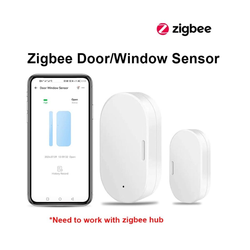 Zigbee Door Sensor Wireless Magnetic Window Open Closed Alarm Detector Works Zigbee2MQTT for Need Gateway