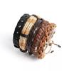 20Pcs Braided Leather Bracelets for Men Women Wrap Wood Beads Cuff Bracelet Hemp Cords Ethnic Tribal Handmade Wrap Wristband Bra