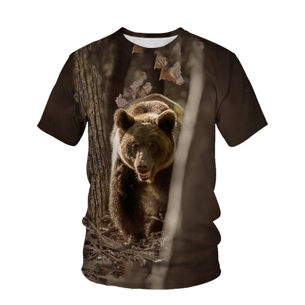 New Animal Camouflage Hunting 3D Print T-Shirt, Men's Summer Short Sleeve Loose Harajuku Style Top