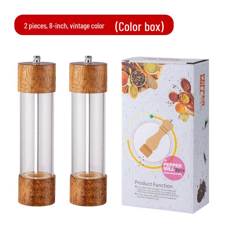 Starry Sky Wooden Pepper Mill - Transparent Acrylic Manual Grinder for Sichuan Pepper, Black Pepper, Sea Salt, and Rose.