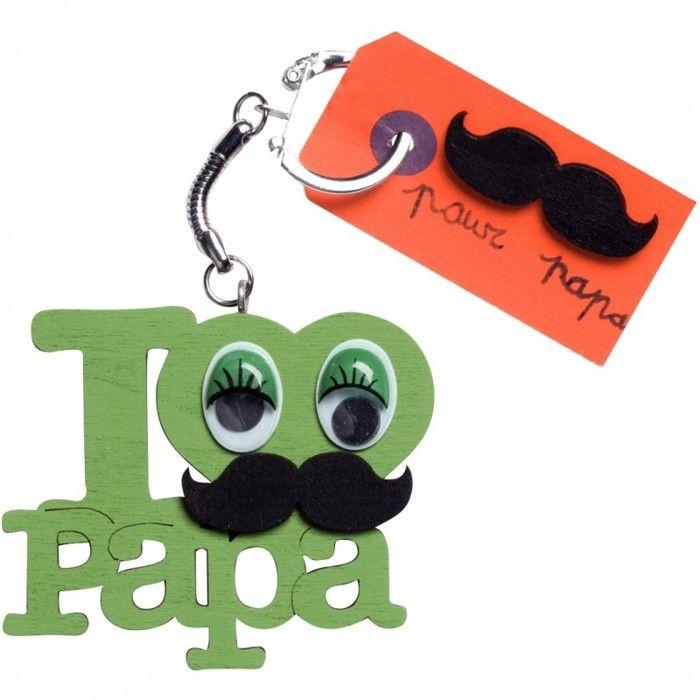 Porte-clés en bois I love Papa