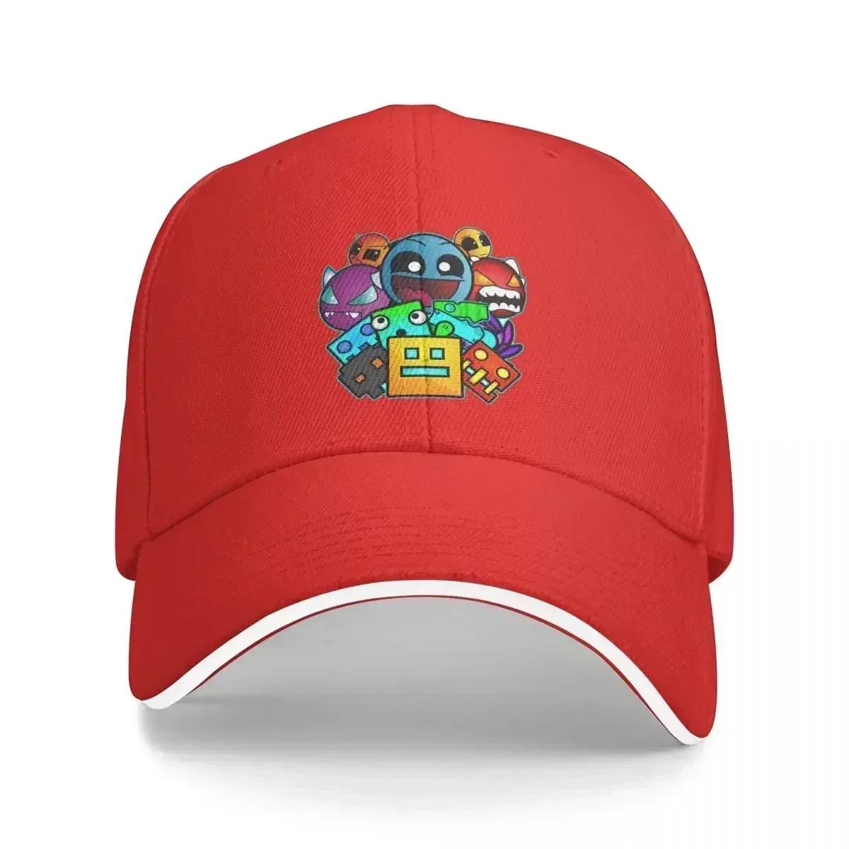 Geometry Dash Old School Gaming Baseball Caps Snapback Unisex Women Hats Outdoor Casual Cap Streetwear Baseball Hat Polychromatic As shown