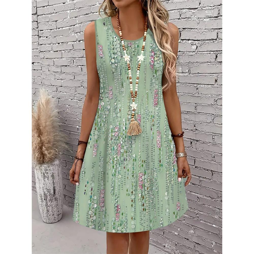 Summer Women's Fashion Cat-Print Dress Sleeveless 3D Animal Print Streetwear Hip-Hop Style Casual Dress Plus Size Dress