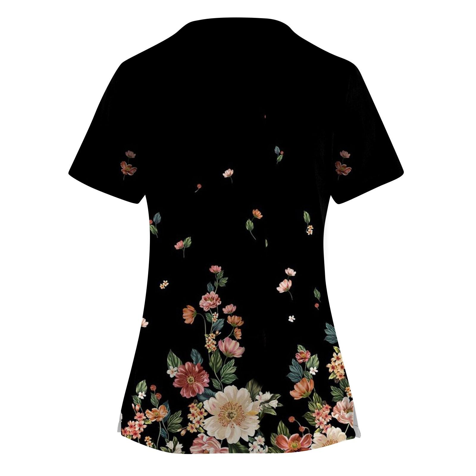 Женские топы с короткими рукавами и v-образным вырезом с принтом — фото 4