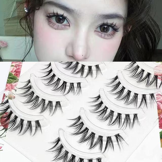 Lashie - Набор из 5 пар: Кукольные глаза Ресницы на прозрачной ленте с шипами