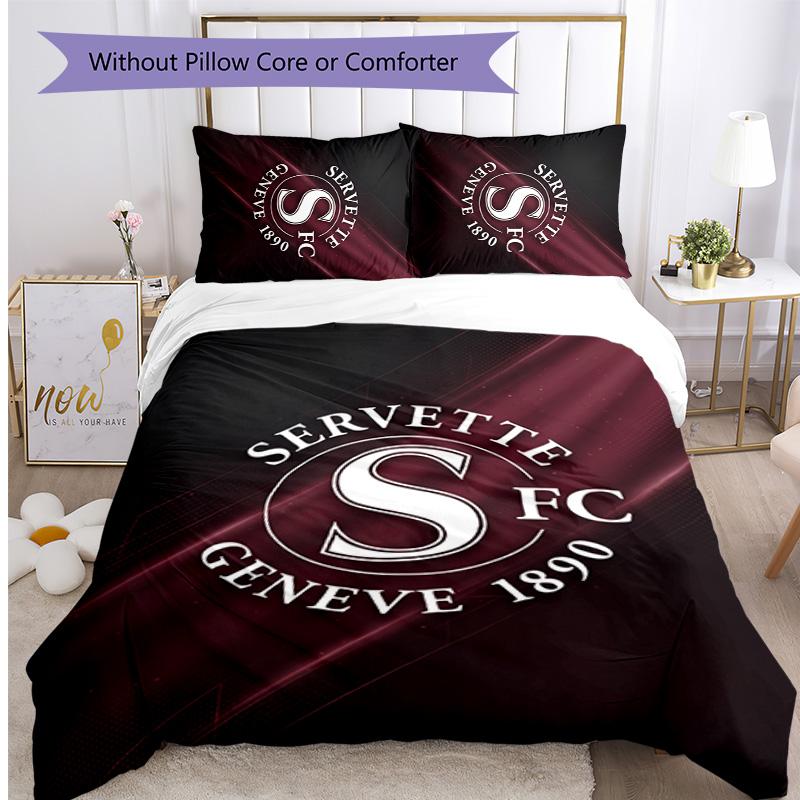 Set Biancheria da Letto 3 Pezzi Stampato Servette FC Traspirante Copripiumino con Federe Biancheria da Letto Decorativa per Camera da Letto Casa