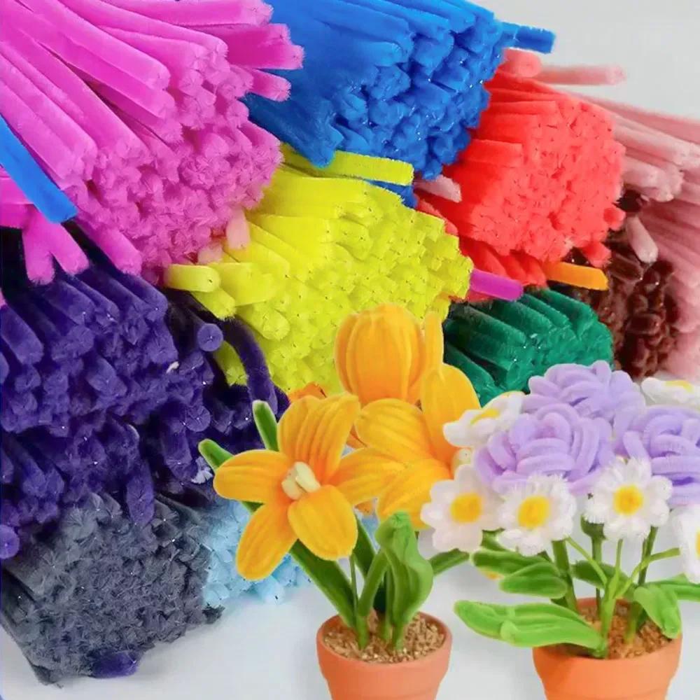 100pcs Chenille Stems Toys DIY Strips Twist Bar Anvil Wire Craft Pipe Creative Hobby Children Plush Stick Chenille Sticks