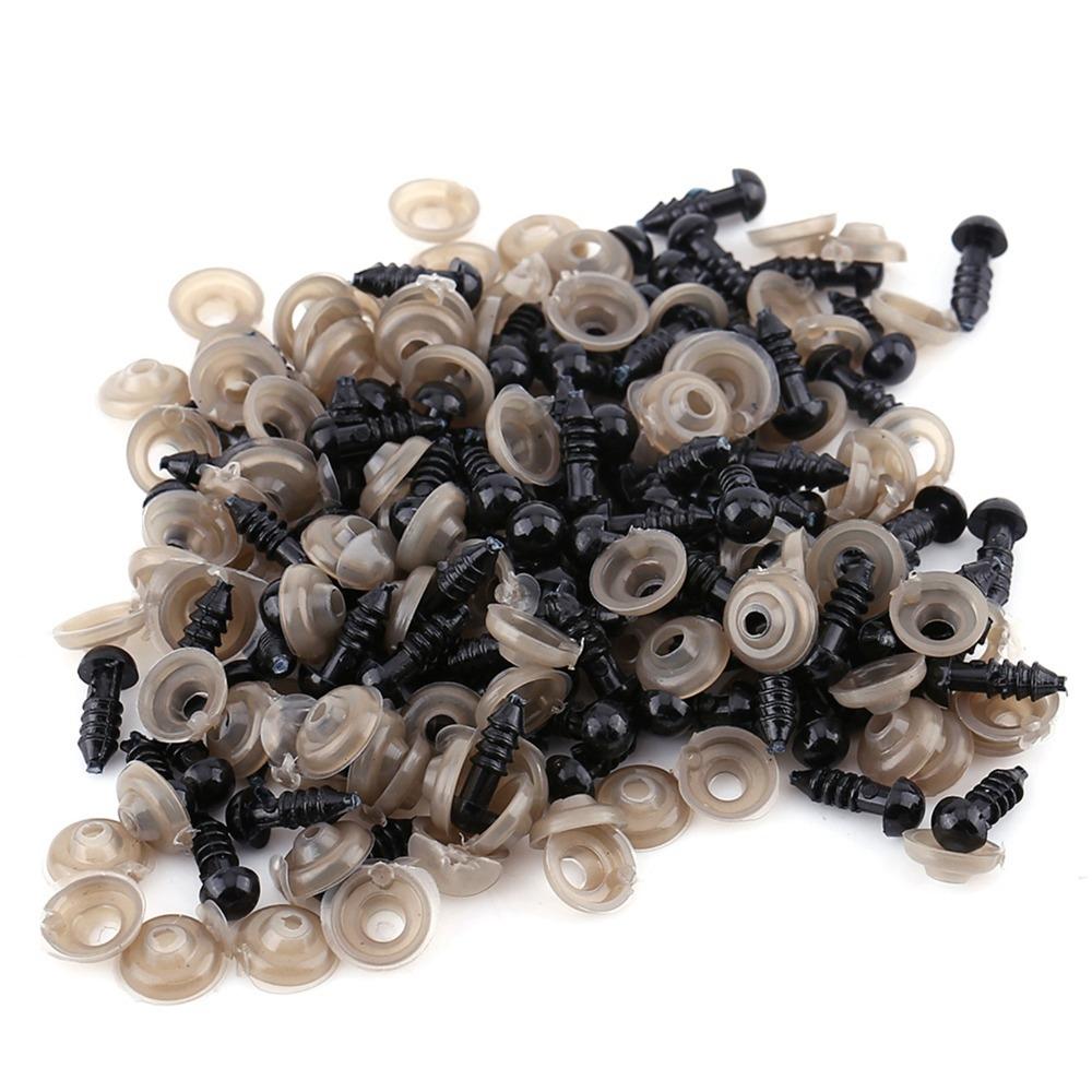 100PCS DIY Handmade Accessories Black Plastic Doll Eyes Plastic With Washers Craft Doll Eyes Stuffed Animal Eyes Puppet DIY