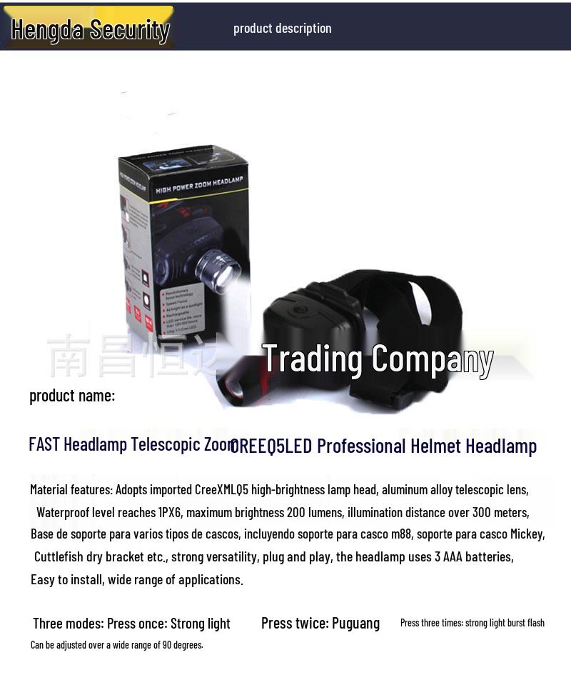 

Q5 Zoom LED Helmet Headlight with Bracket