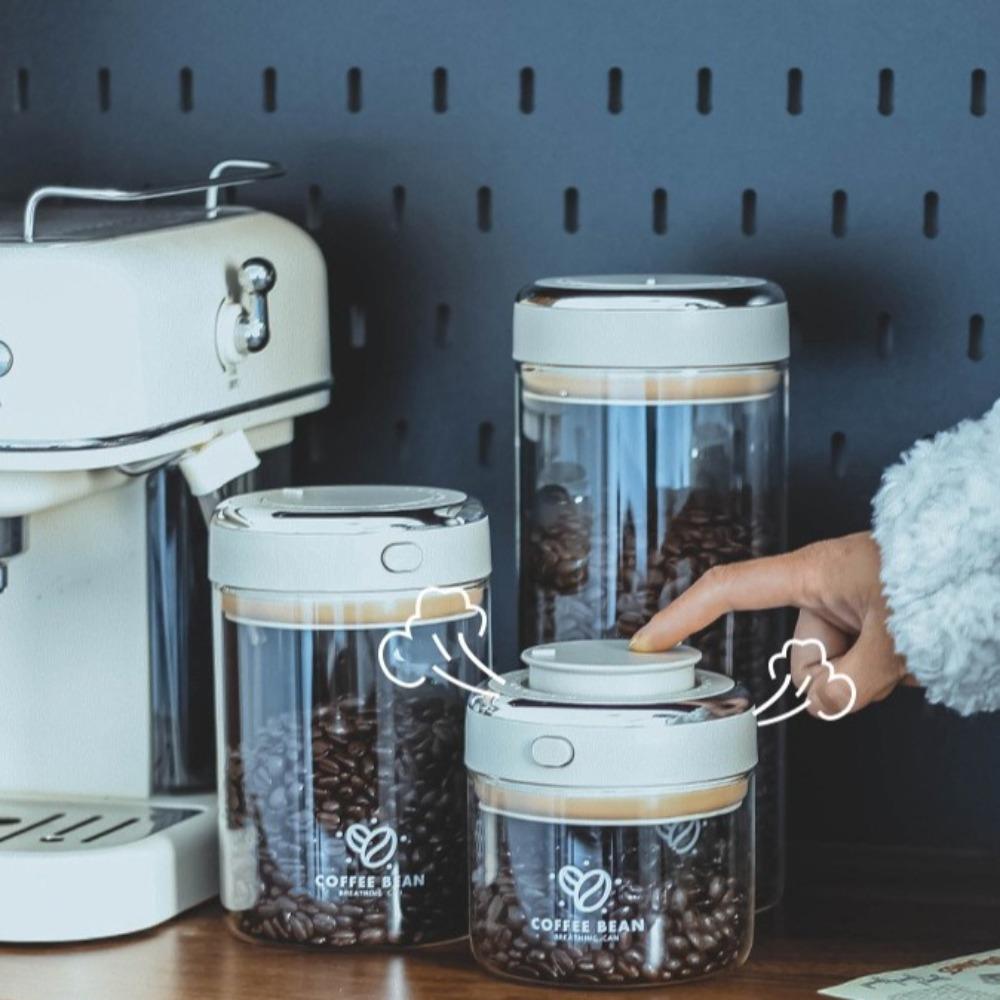 Moisture-proof Coffee Beans Vacuum Sealed Tank Transparent with Exhaust Valve Glass Food Storage Jars Large Capacity