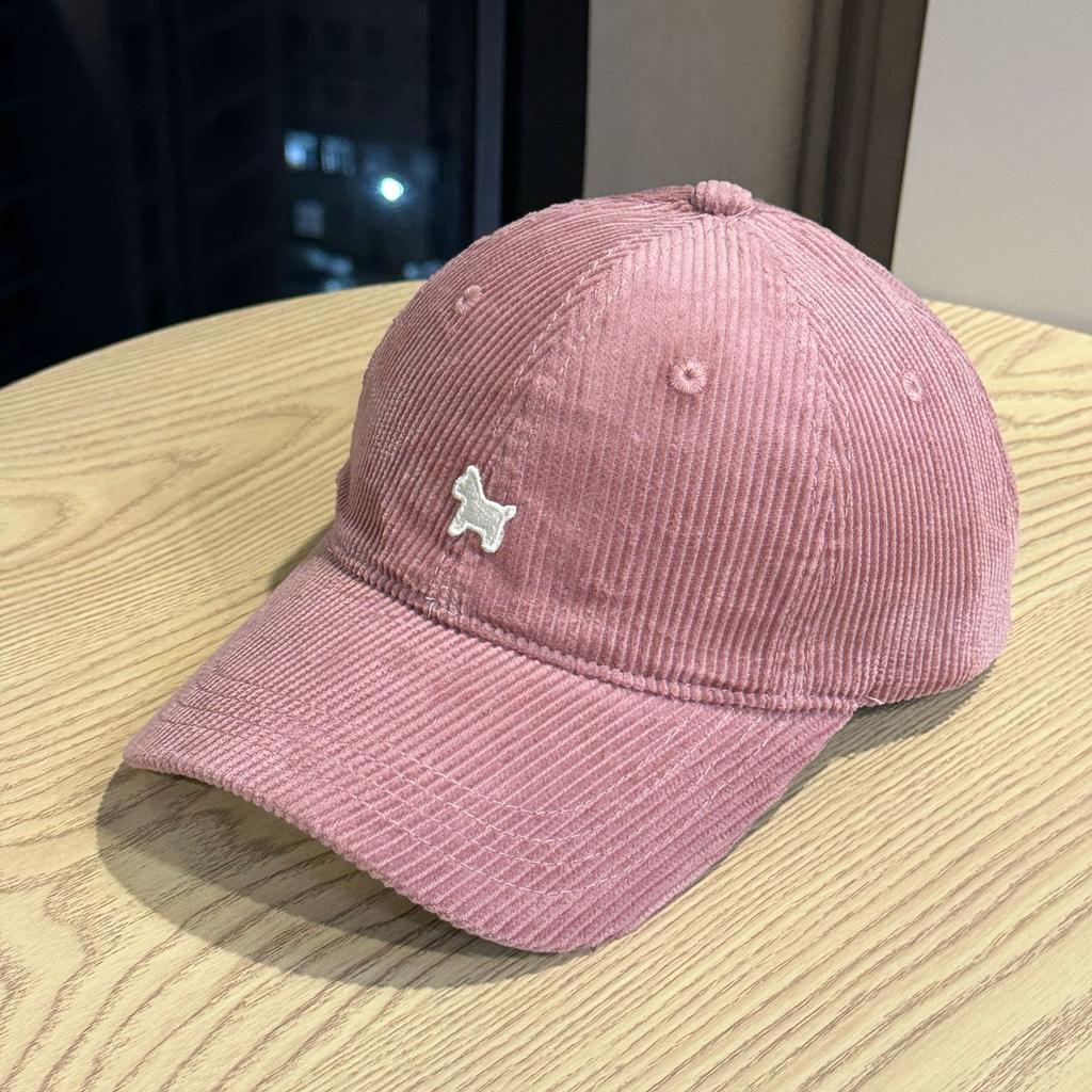 New letter-embroidered corduroy pony casual unisex spring and autumn soft-top baseball cap for outings, sun protection, and fashion