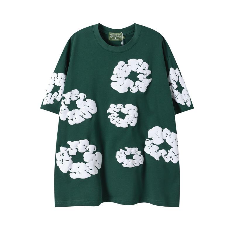 New Trendy Short-sleeved Short-pants Set with Foam Printing - Suitable for Both Men and Women, for Casual Wear.