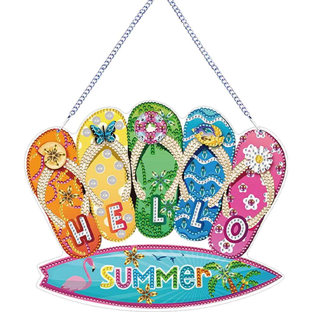 Summer Vibe 2D/Flat DIY Special Shape Rhinestone Diamond Art Window Pendants Diamond Art Pendant Wall Decor for Home & Windows