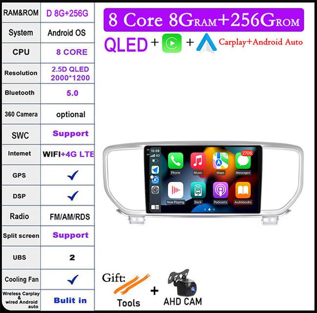 For KIA Sportage 4 2016 - 2020 KX5 kx5 4G Android 14 QLED Car Raido Navigatio Carplay Multimedia player GPS WIFI DSP BT