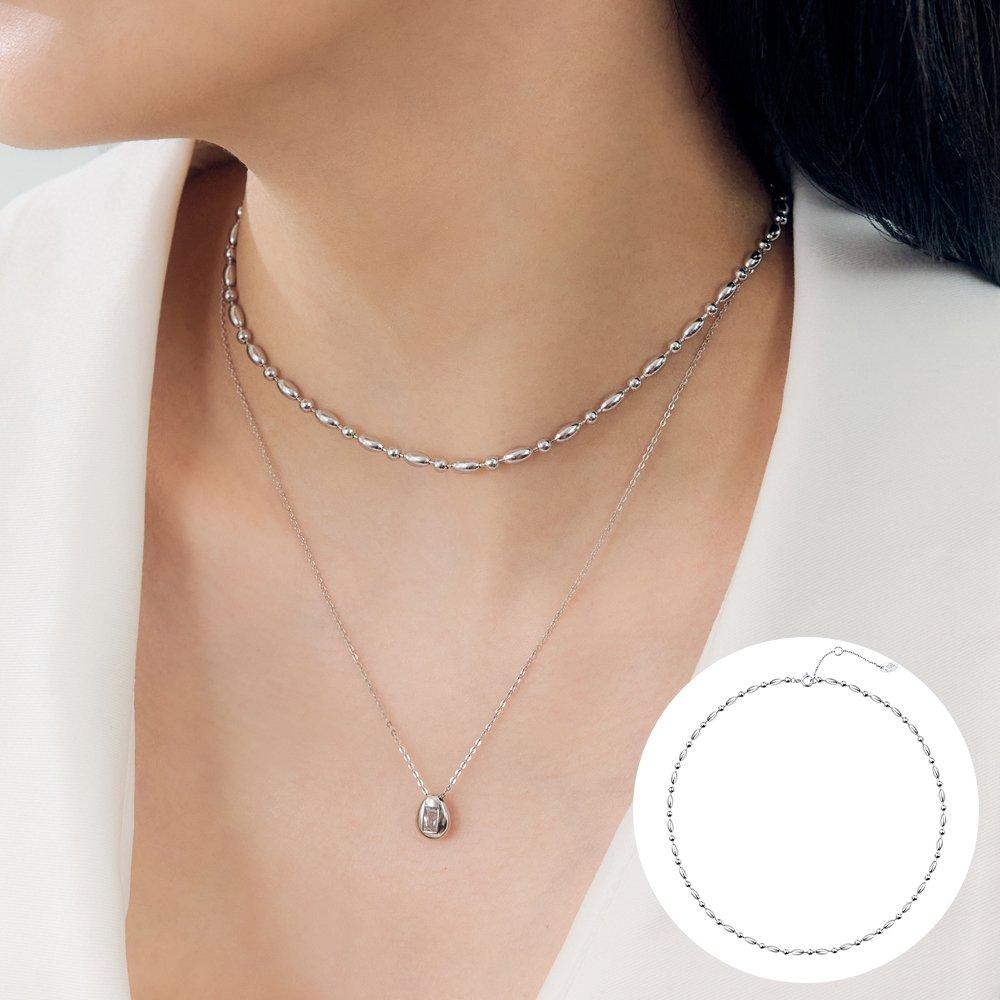 [Rosemont] Silver Grain Necklace Polka Ra25B15J