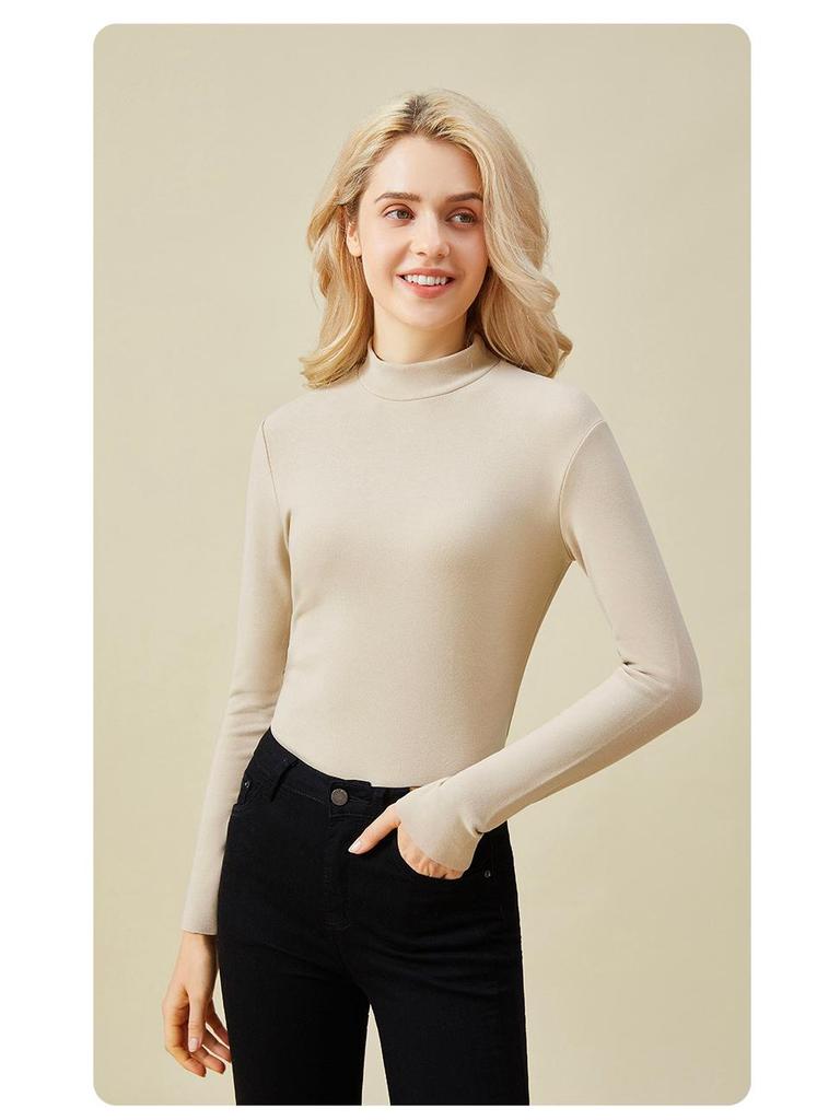 Dámská zateplená fleecová košile s polovičním rolákem – podzimní/zimní vnitřní oblečení