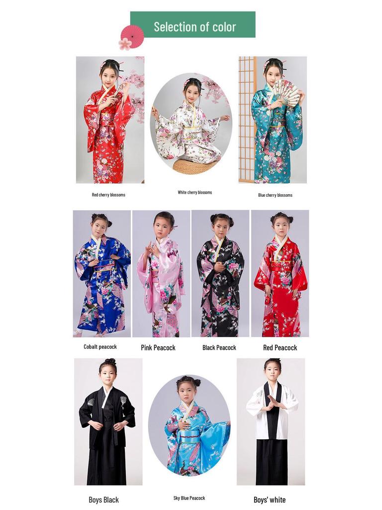 Dívčí tradiční japonský potisk kimono pyžamový set